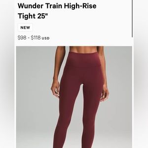 Lululemon athleta train high rise burgundy leggings